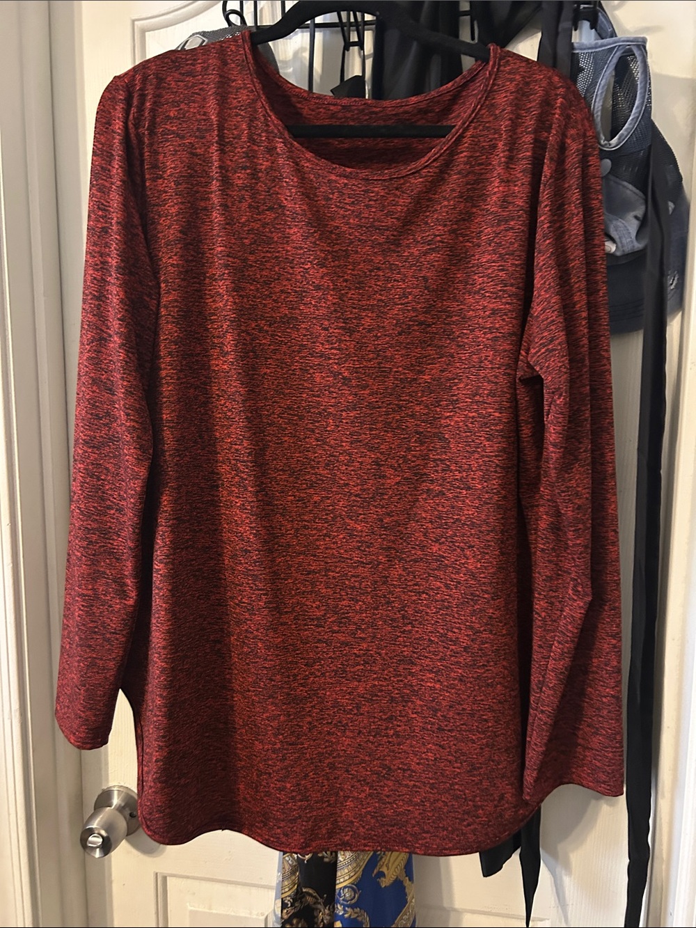 Red Marled Long Sleeve Women's Top - Unbranded